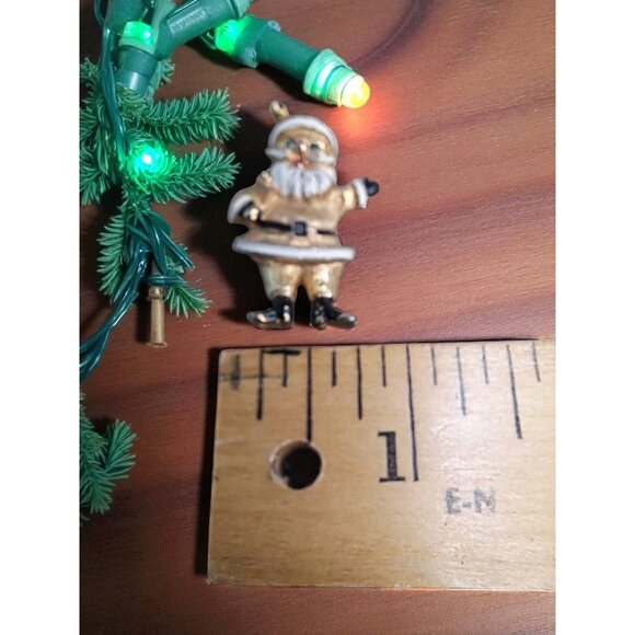 Vintage 1950s-1960s Gold-Tone Santa Claus Enamel Rhinestone Brooch Pin - Picture 5 of 5